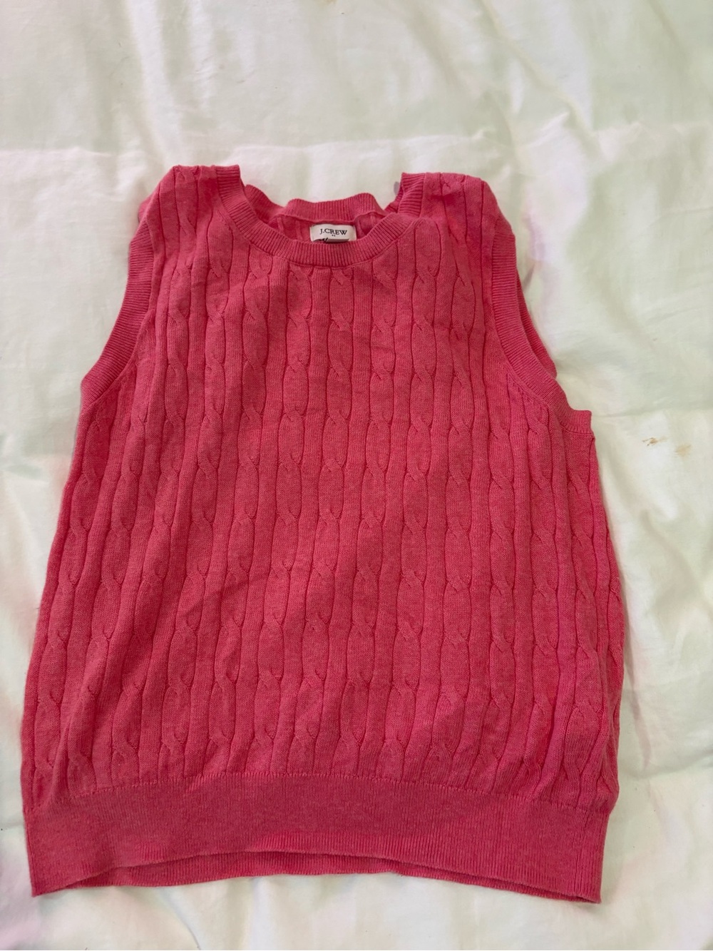 J. Crew Rose Pink Cable Knit Sleeveless Sweater Vest